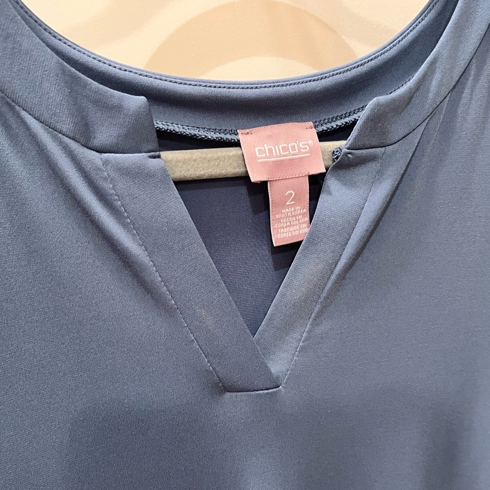 Chico's Blue Tunic Sleeveless Dress Long Shirt 2 L XL Large 14 16 - Picture 3 of 3